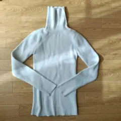 リブ編みハイネックセーター 長袖 ホワイト