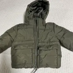 H&M フード付きダウンコート 90cm オリーブグリーン