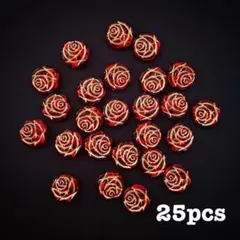 【P455】アンティークローズアクリルビーズ クリアレッド 25pcs割引対象外