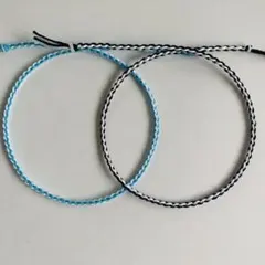 ハンドメイドミサンガ2本セット　アンクレット　WH×ネオンブルー・ブラック