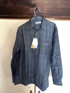 未使用 ネルシャツ M ネイビーオレンジチェック