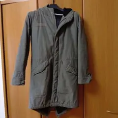 ステュディオス ロングコート オリーブグリーン ミリタリー風フード付き