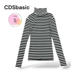 美品　C.D.S basic ボーダー　タートルネックニット　S 黒　タイト
