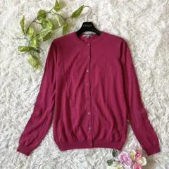 【UNIQLO】 レディース 長袖カーディガン (L) 綿 コットン ピンク