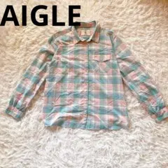 【AIGLE 】長袖シャツ（M）パステルカラ チェック柄 コットン オシャレのサムネイル