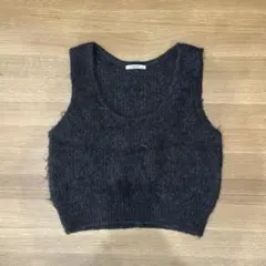 DISCOAT ダークグレー ニットベスト　Uネック