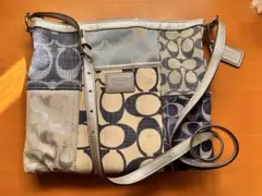 美品 COACH コーチ デニム パッチワーク ショルダーバッグ F19233