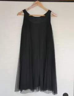 SunaUna　黒 ノースリーブ ワンピース シフォンプリーツ