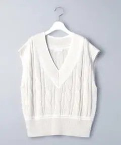 BEAUTY&YOUTH チルデンショートVネックニットベスト　ホワイト　白