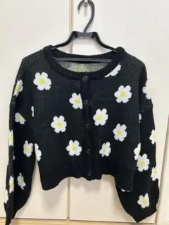 INGNI 花柄ニットカーディガン 黒