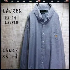 ビッグサイズ 90's ローレン ラルフ チェックシャツ 長袖 古着 4259
