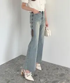 【新品未使用】サイドレースアップストレッチデニム