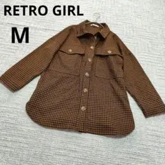RETRO GIRL レトロガール チェック柄 シャツ ブラウン M 長袖 秋