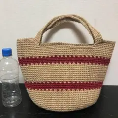 麻ひもバッグ　生成り×レッド