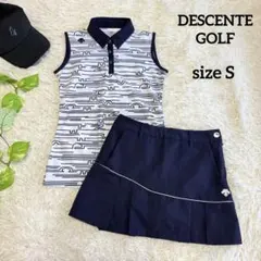 【デサントゴルフ】美品 セットアップ ノースリーブ スカート S レディース