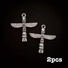 【P301】トーテムポールチャーム アンティークシルバー 2pcs