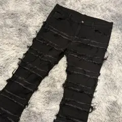 mnml ブラック ダメージ加工 デニムパンツ 34 - メルカリ