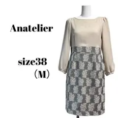 【Anatelier】フラワージャガード切り替えワンピース/size38(M)