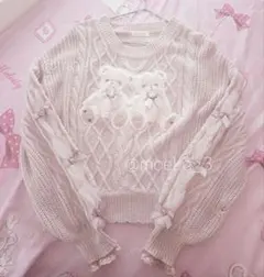 LIZLISA Twin Bears ニットトップス ピンクのサムネイル