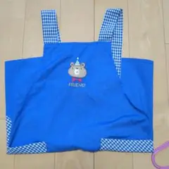 青いクマ刺繍エプロン
