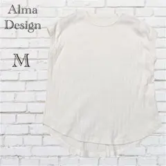 アルマデザイン リブ ノースリーブ カットソー ラウンドヘム『M』 ホワイト