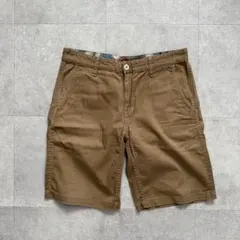 ハーフパンツ　ショートパンツ　リネン混　日本製　ベージュ　洗濯可　【M】　無地のサムネイル