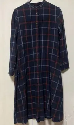 UNIQLO ユニクロ 紺赤チェックシャツワンピース　Mサイズ