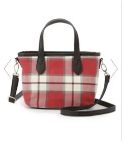 美品 grove 2wayショルダーバッグ 赤系チェック柄