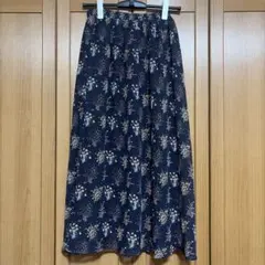 abahouse ECRU 花柄 ロングスカート フレアスカート ネイビー Fのサムネイル