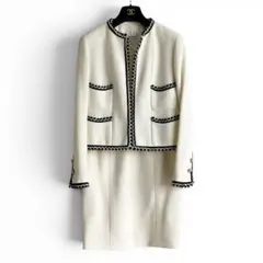 お値下げ中 【CHANEL】ジップコート＆新品未使用 セットアップツイード 