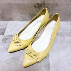 アルテミスbyダイアナ チェーン パンプス ポインテッド イエロー 24.0