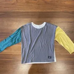 長袖カットソー カラーブロック グレー/ターコイズ/イエロー