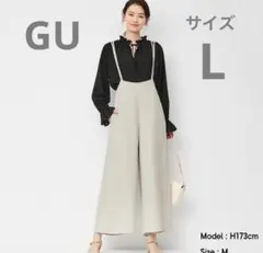GU　2WAYストラップサロペットワイドパンツ　Lのサムネイル