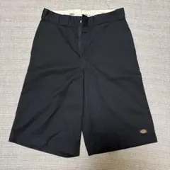 Dickies ショートパンツ ヘリンボーン織り 黒 32インチ ハーフパンツ 