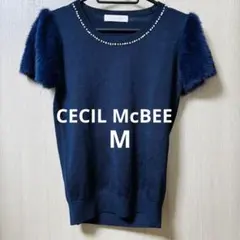 セシルマクビー　半袖ニット　ネイビー　M