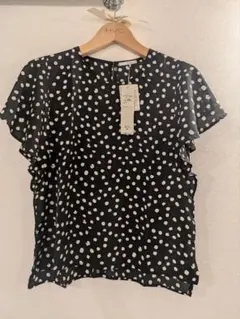 OPAQUE.CLIP ドット柄 フリルスリーブ 半袖シャツ