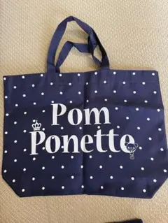 pom ponette ドット柄 トートバッグ ネイビーのサムネイル