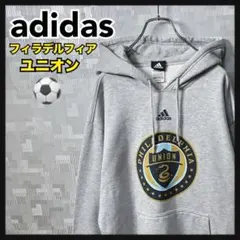 アディダス パーカー スウェット メンズ L グレー 灰色 サッカー US古着