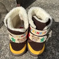 ミキハウス クマ刺繍 ブーツ ブラウン/イエローのサムネイル