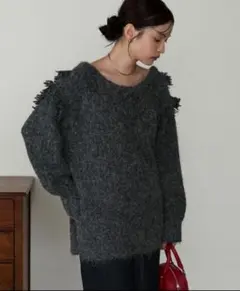 新品タグ付き　MONO-MART 　2wayニット　フリンジ付きニット　M