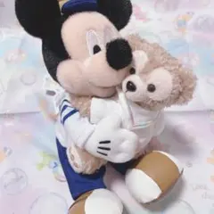 タグ付き ディズニー ミッキー ダッフィー ぬいぐるみバッジ