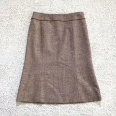Vintage ひざ丈スカート M ブラウン シルク混 クラシカル アンティークのサムネイル