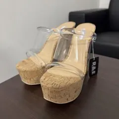 R&E クリアコルクヒールサンダル