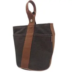 エルメス HERMES サクソー PM ハンドバッグ ブラウン キャンバス