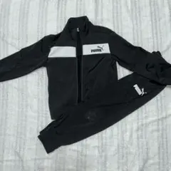 PUMA 黒 上下プーマジッパー130ジャージ　セットアップ　サッカー　スポーツ