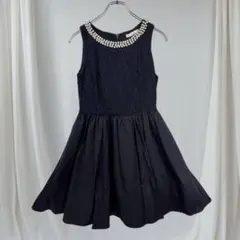 ダズリン パール襟ワンピース M ネイビー系 結婚式 二次会 お呼ばれ 清楚系