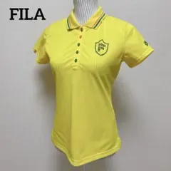 フィラ　ゴルフウェア　半袖シャツ　ポロシャツ　ロゴ刺繍　イエロー　Lサイズ