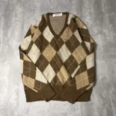 70s 米国製 MUNSING WEAR アーガイル モヘア調 アクリルニットのサムネイル