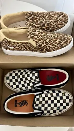 スリッポンNikeヒョウ柄 Vansチェッカーボード LOVE SET2