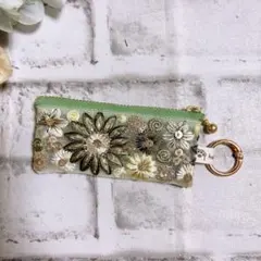 インド刺繍リボン　ポーチ　マルチポーチ　ハンドメイド　ミニポーチ　NO3536